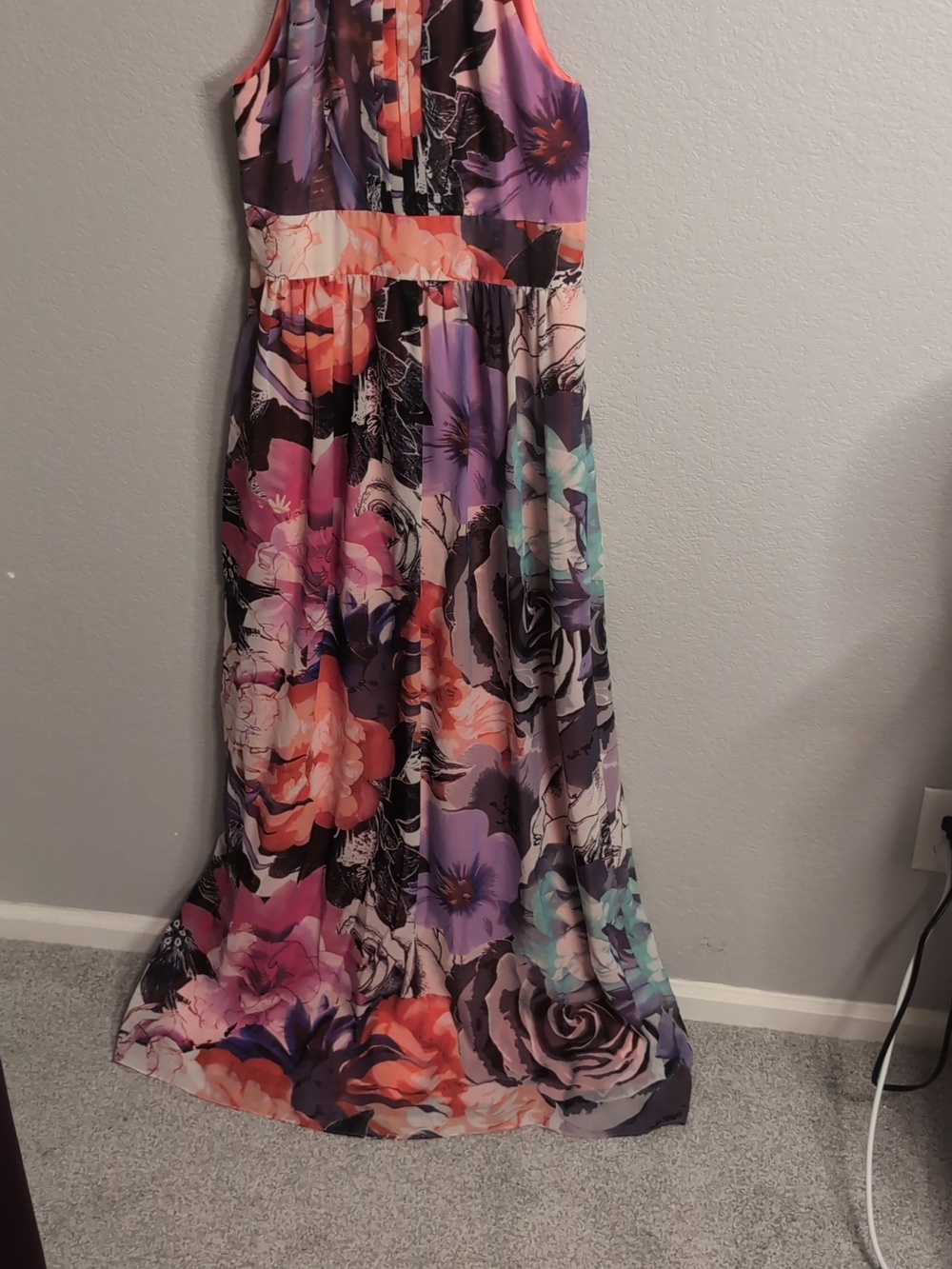 Eliza J Floral Halter Maxi Derby Dress in Pink & Purple - Picture 2 of 8
